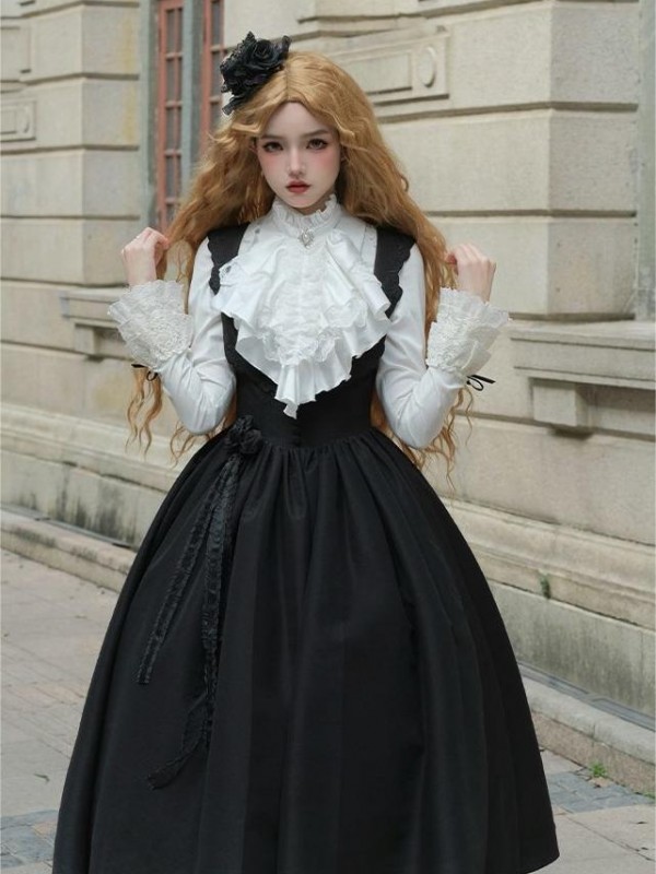 【Night Traveling】~lolita Jumperskirt~Black Coat/Long model/Short model