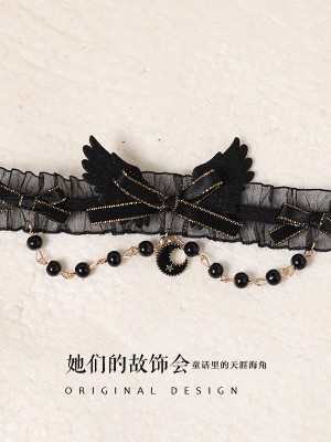 Gothic Punk Moon and Wings Choker