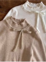 Petal neckline knitted high neck blouse Petal neckline knitted high neck blouse
