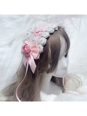 Pink Flower Lolita Lace Hair Band