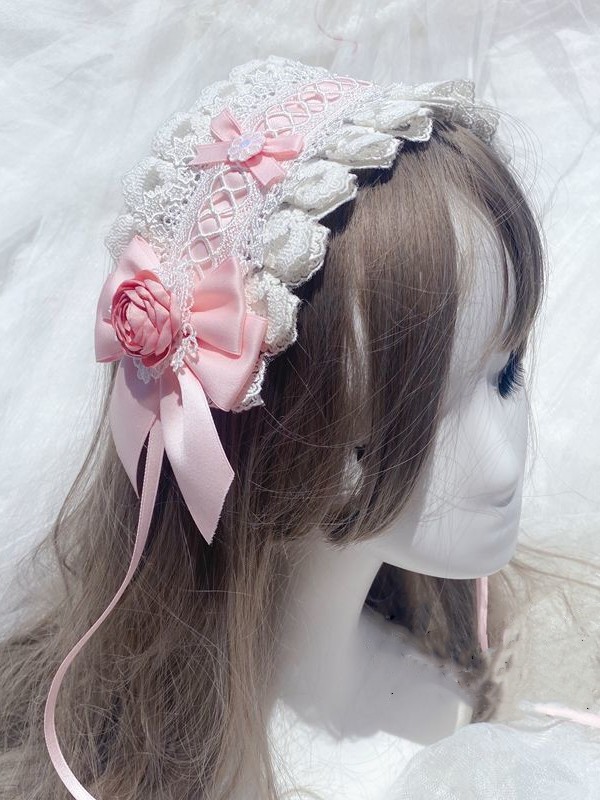 Pink Flower Lolita Lace Hair Band