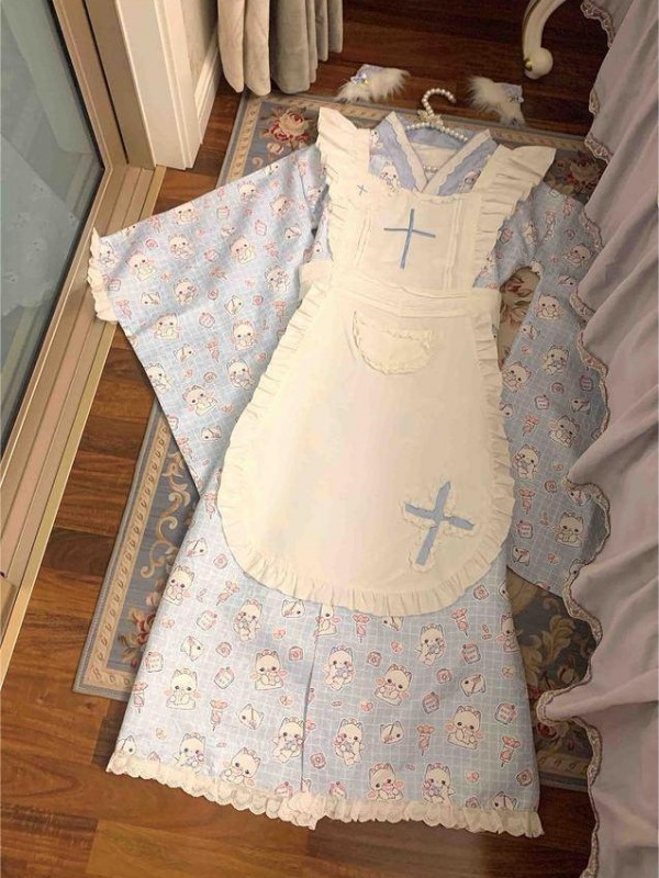 【Pray cat】~Lolita~Japanese-style Long and short Maid dress