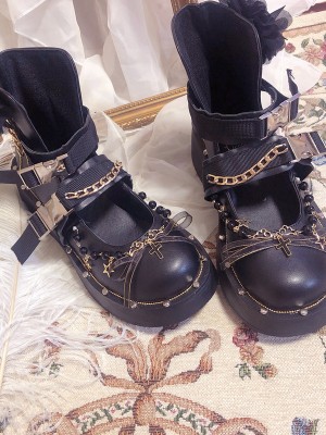 Pinkyo - Punk Gothic Dark Cross Martin Boots