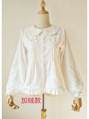 Pure Cotton Ruffled Collar Doll Blouse