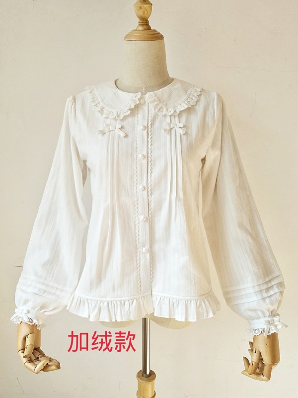 Pure Cotton Ruffled Collar Doll Blouse