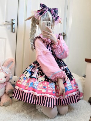 【Rabbit dessert】~lolita~Sleeveless dress~Black&pink