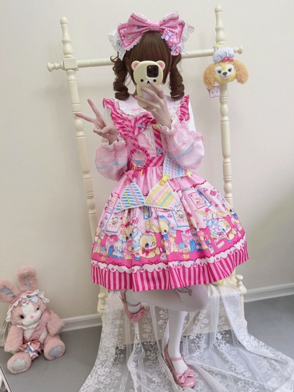 【Rabbit dessert】~lolita~Sleeveless dress~Rose pink 【Rabbit dessert】~lolita~Sleeveless dress~Rose pink