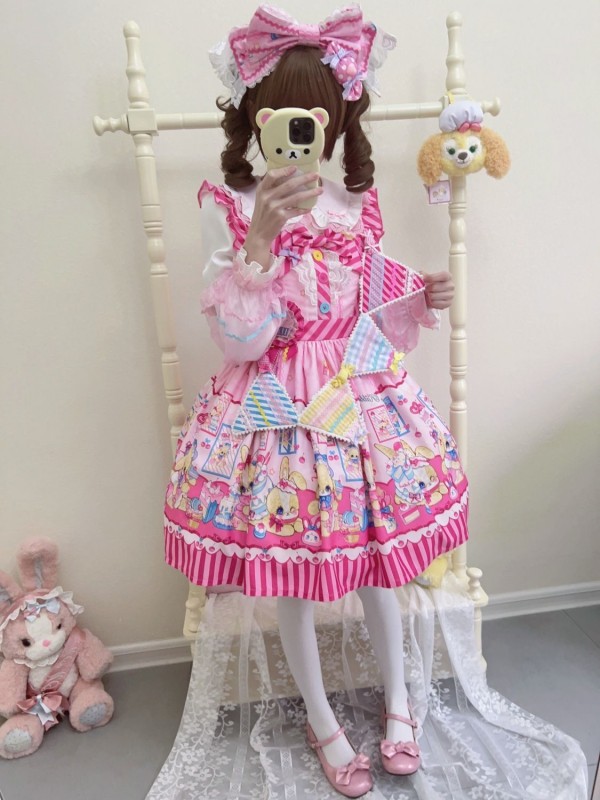 【Rabbit dessert】~lolita~Sleeveless dress~Rose pink