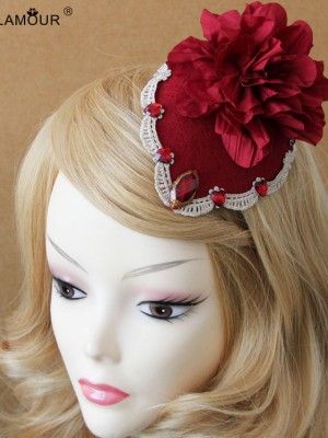 Red Diamond Flower Mini Top Hat