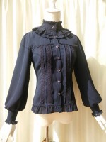 Rerto Ruffled Stand Collar Long Ballon Sleeve Blouse Rerto Ruffled Stand Collar Long Ballon Sleeve Blouse