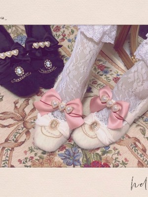Pinkyo - Retro Elegant Plush Mary Jane Shoes
