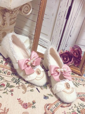 Pinkyo - Retro Elegant Plush Mary Jane Shoes