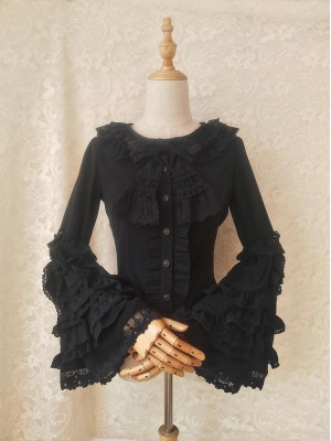 Retro Lace Trumpet Sleeve Blouse