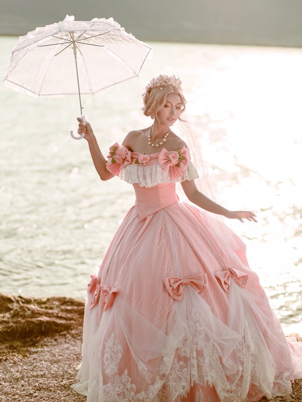 Rose Song Elegant Vintage Gown One-piece