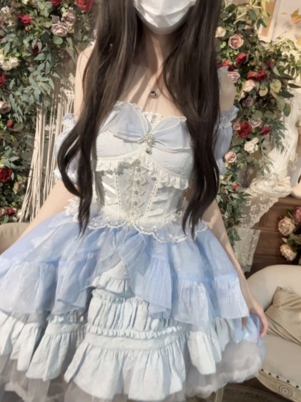 【Rose Story】~Lolita~Jumperskirt Summer dress~Blue 【Rose Story】~Lolita~Jumperskirt Summer dress~Blue