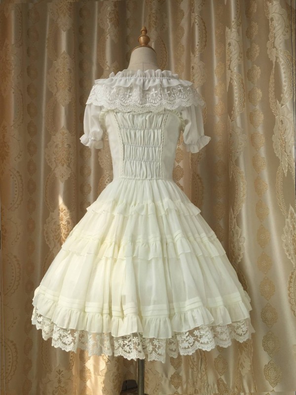 Puff Sleeve Ruffle Chiffon Collar/Boat Neck Short Blouse Puff Sleeve Ruffle Chiffon Collar/Boat Neck Short Blouse