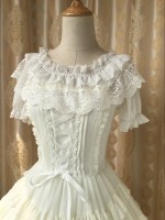 Puff Sleeve Ruffle Chiffon Collar/Boat Neck Short Blouse Puff Sleeve Ruffle Chiffon Collar/Boat Neck Short Blouse