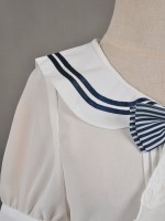 Sailor Collar Chiffon Short Sleeve Blouse 