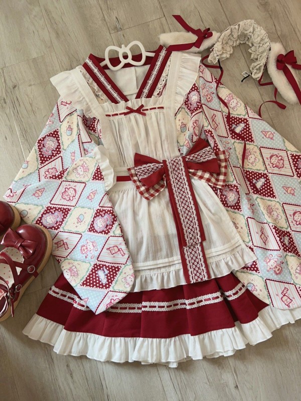 【Showa Sweet pet】~lolita~Red dress cute