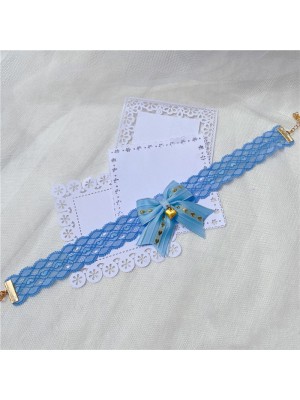 Sky Blue Bow Choker Necklace