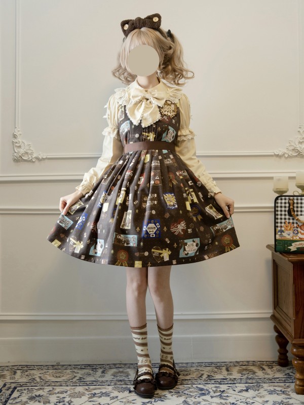 Star Warm Original Lolita Retro Chocolate JSK Star Warm Original Lolita Retro Chocolate JSK