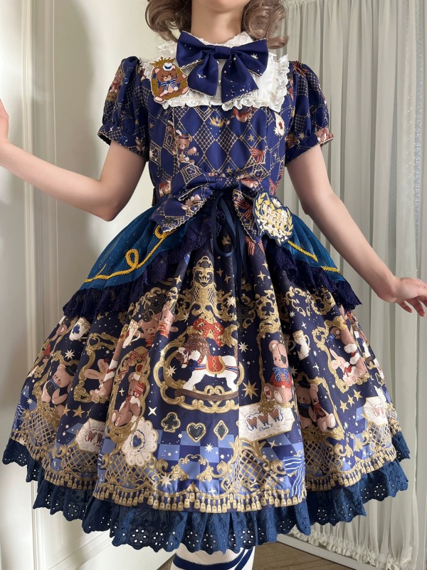 Star Warm Original Lolita Retro Lolita Short Sleeve OP Star Warm Original Lolita Retro Lolita Short Sleeve OP