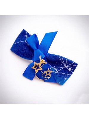 Starry Sky Hair Clip with Moon and Stars Pendant