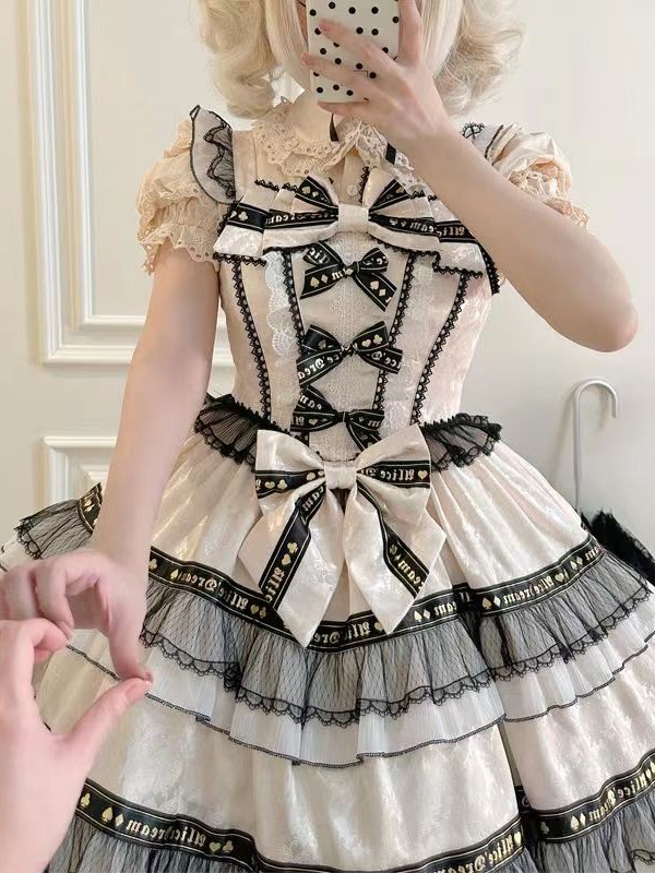 Strange Rabbit Spade Lolita Strap JSK Dress apricot Strange Rabbit Spade Lolita Strap JSK Dress apricot