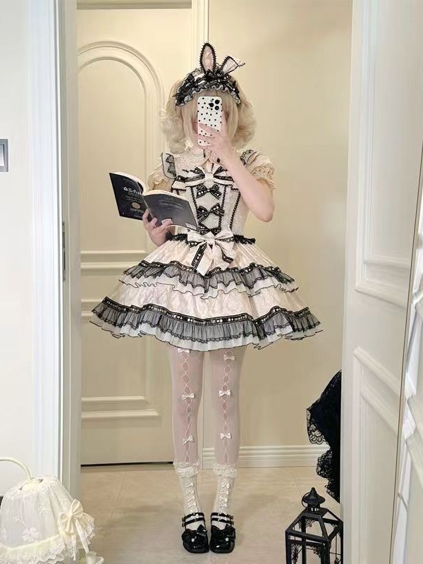 Strange Rabbit Spade Lolita Strap JSK Dress apricot Strange Rabbit Spade Lolita Strap JSK Dress apricot