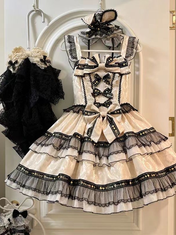 Strange Rabbit Spade Lolita Strap JSK Dress apricot Strange Rabbit Spade Lolita Strap JSK Dress apricot