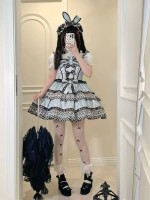 Strange Rabbit Spade Lolita Strap JSK Dress blue Strange Rabbit Spade Lolita Strap JSK Dress blue