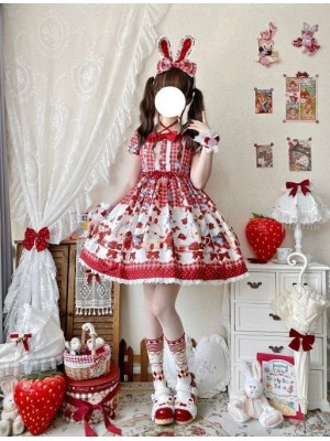 【Strawberry rabbit】~Lolita dress~Summer bubble sleeve