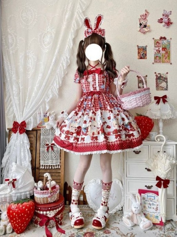 【Strawberry rabbit】~Lolita dress~Summer bubble sleeve