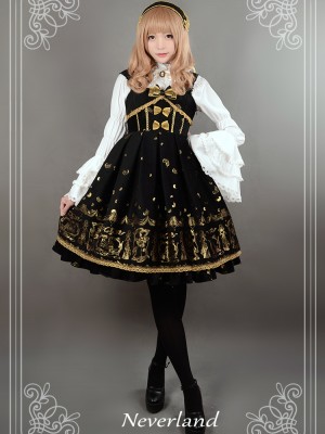 Elegant Vintage Palace Style Swan Lake Jumperskirt Lolita Suspenders Dress