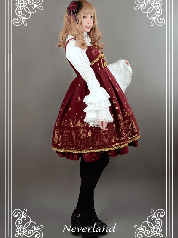 Elegant Vintage Palace Style Swan Lake Jumperskirt Lolita Suspenders Dress