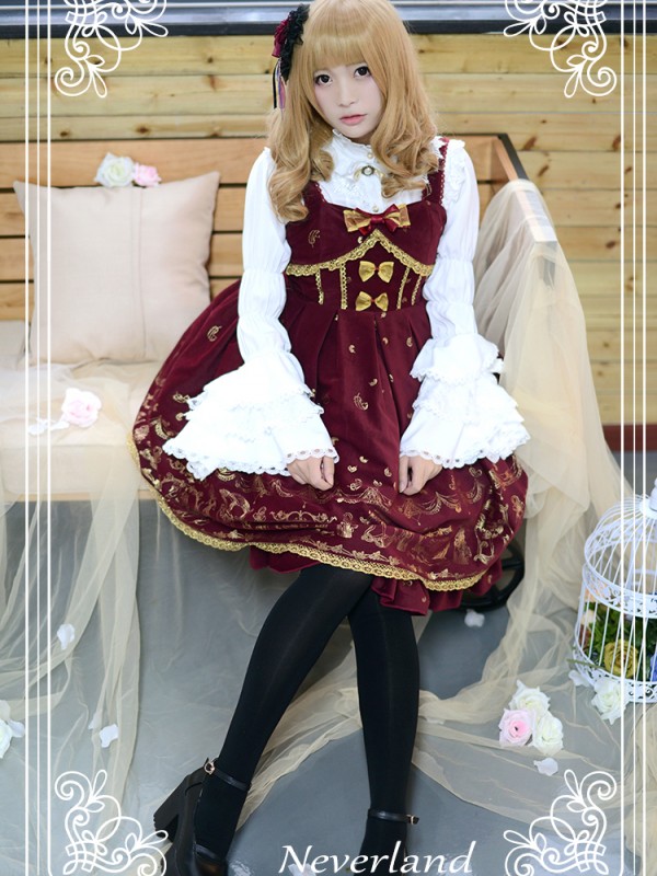 Elegant Vintage Palace Style Swan Lake Jumperskirt Lolita Suspenders Dress