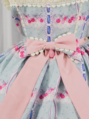 Sweet Cherry Print JSK Bow Belt Jumperskirt