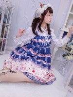 Sweet Cherry Deer Print Special Lolita Jumperskirt Sweet Cherry Deer Print Special Lolita Jumperskirt