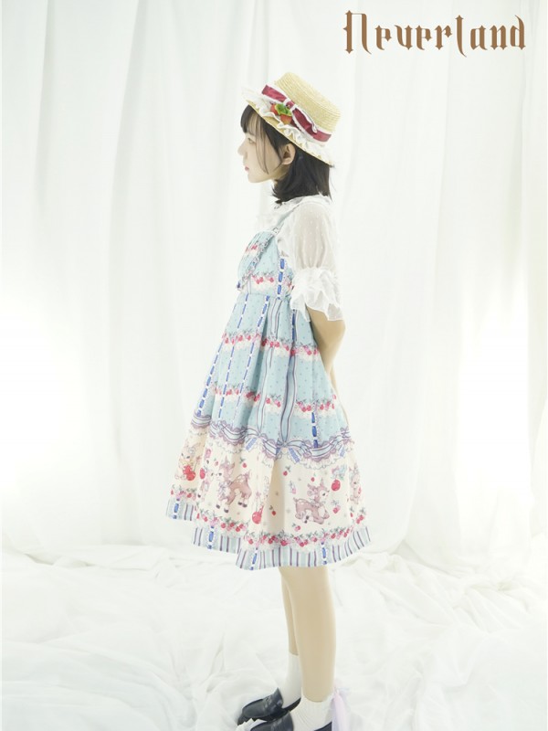 Sweet Cherry Deer Print Special Lolita Jumperskirt Sweet Cherry Deer Print Special Lolita Jumperskirt