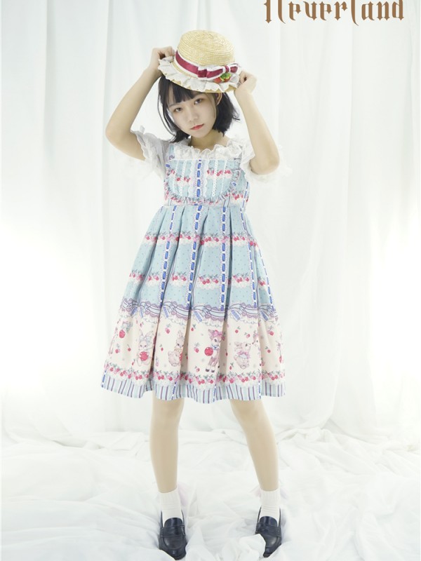 Sweet Cherry Deer Print Special Lolita Jumperskirt Sweet Cherry Deer Print Special Lolita Jumperskirt