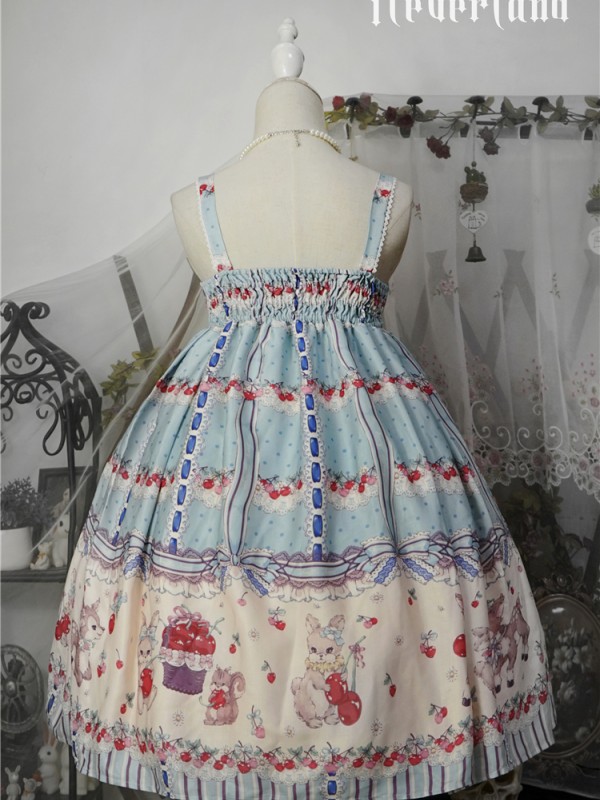 Sweet Cherry Deer Print Special Lolita Jumperskirt Sweet Cherry Deer Print Special Lolita Jumperskirt