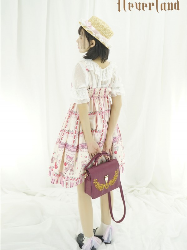 Sweet Cherry Deer Print Special Lolita Jumperskirt Sweet Cherry Deer Print Special Lolita Jumperskirt