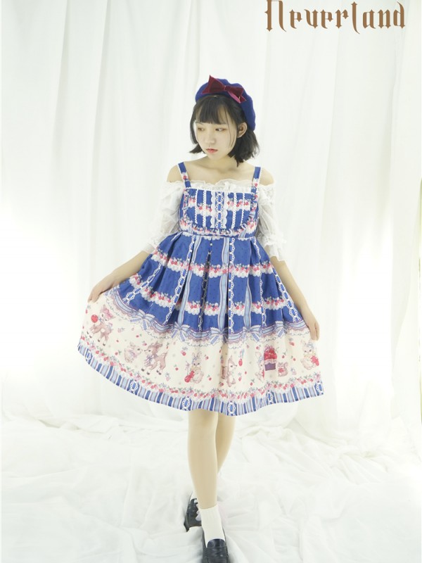 Sweet Cherry Deer Print Special Lolita Jumperskirt Sweet Cherry Deer Print Special Lolita Jumperskirt