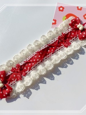 Sweet Red Lace Bow Hairband