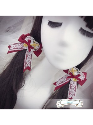 Sweet Red Lace Hair Clips