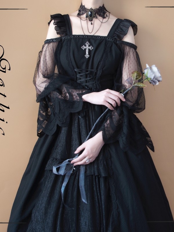 The city of Sin - Off Shoulder Open Front Gothic One-piece