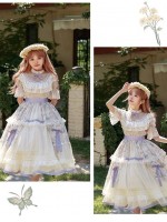 【The inflorescence of Letter and poem】~lolita~Cherry Butterfly Print ONE-PIECE~Chiffon Princess Dress