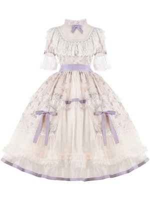 【The inflorescence of Letter and poem】~lolita~Cherry Butterfly Print ONE-PIECE~Chiffon Princess Dress