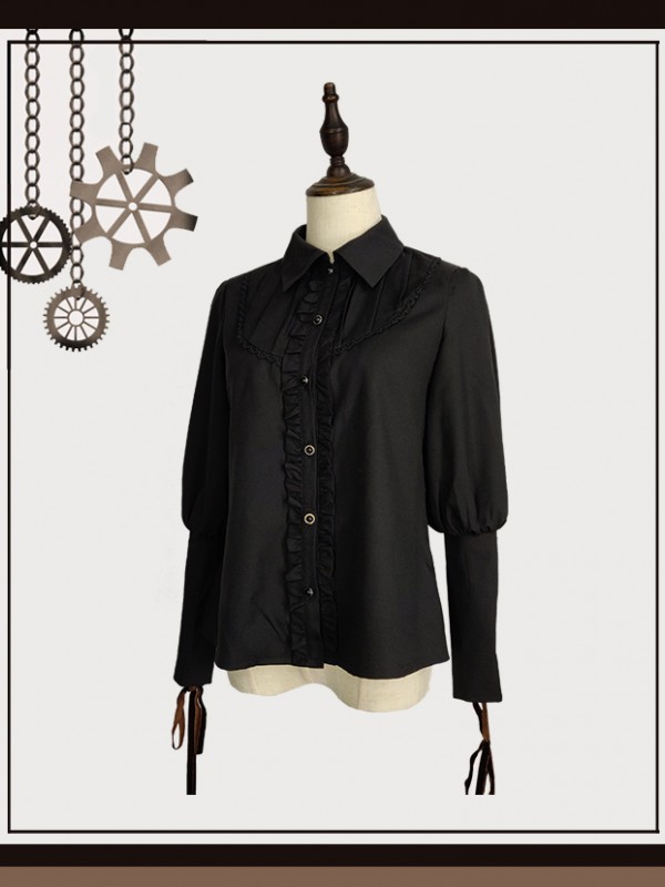 Turn Down Collar Gigot Sleeve Blouse Turn Down Collar Gigot Sleeve Blouse