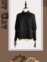 Turn Down Collar Gigot Sleeve Blouse